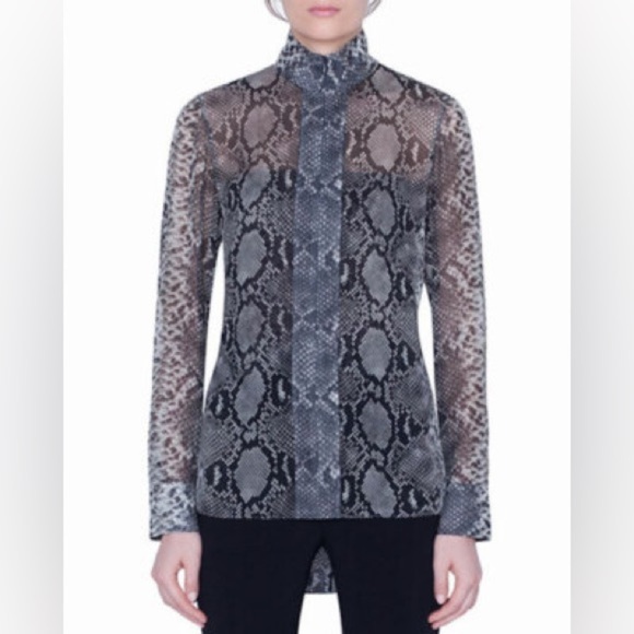 Akris Python-Print Silk Funnel-Neck Tunic (108) - Picture 1 of 10